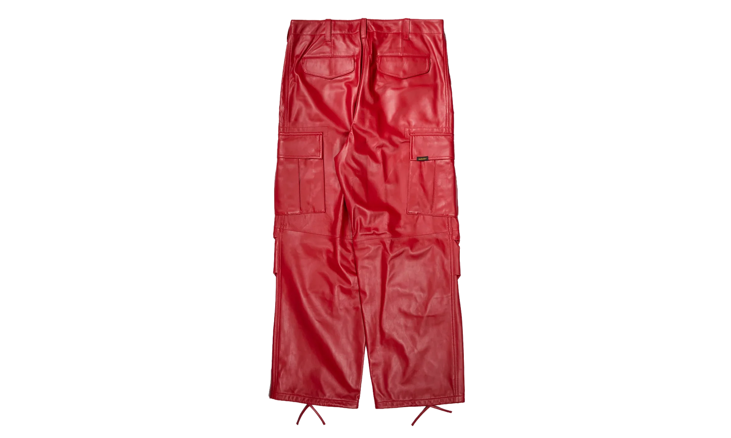 Leather Cargo Pants "Red" 12115630 RED