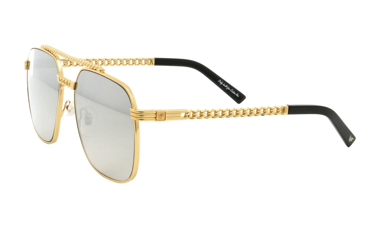 XL Cuban Link Edition 24KT "Yellow Gold / Dark Gray Gradient Mirror Flash Silver" CLXL2 0001 16D3