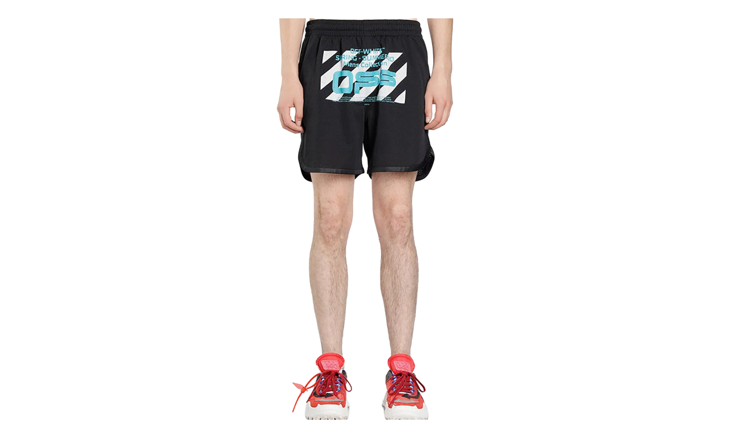 OFF-WHITE Wavy Line Mesh Shorts "Black / Multicolor" OMCI005R201010041001