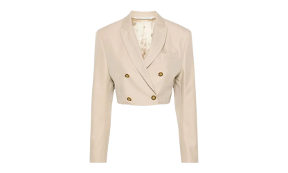 Double Breasted Cropped Blazer "Cream" PWEN032S24FAB001