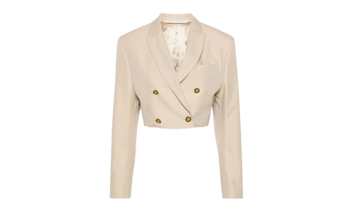 Double Breasted Cropped Blazer "Cream" PWEN032S24FAB001