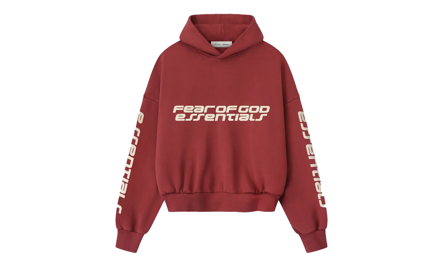 Cropped Relaxed Pullover Hoodie "Crimson" 192HO256901F