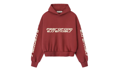 Cropped Relaxed Pullover Hoodie "Crimson" 192HO256901F