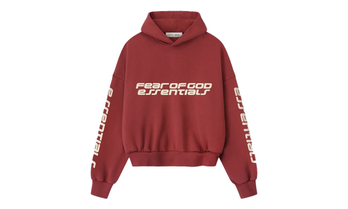 Cropped Relaxed Pullover Hoodie "Crimson" 192HO256901F
