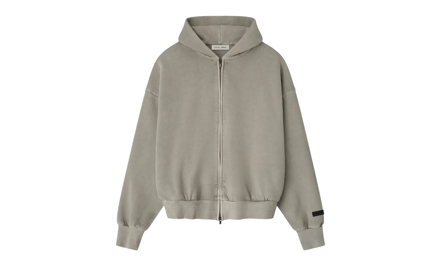 Embroidered Classic Full Zip Hoodie "Smoke Grey" 192HO254781F