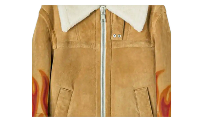 Burning Flames Sherling Trucker Jacket "Beige" PMJA012F22LEA0011725