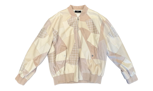 Leather Patch Oversize Bomber Jacket "Alabaster" AMOUJA1073 271