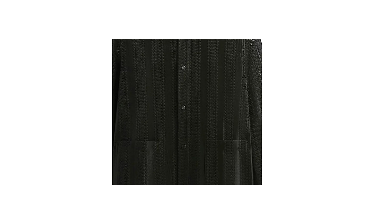 Ladder Lace Boxy Collared Overshirt "Black" KITH37