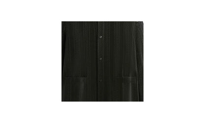 Ladder Lace Boxy Collared Overshirt "Black" KITH37