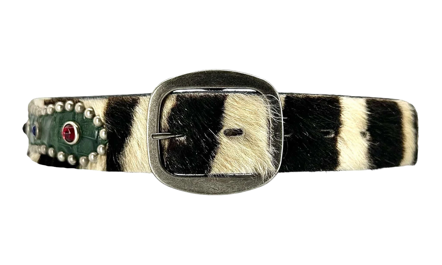 Reptile Studded Fur Belt "Black" GDRSFBB