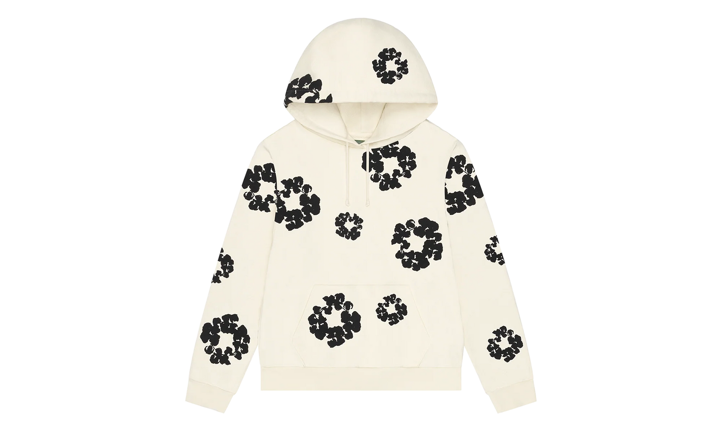 Black Cotton Wreath Hoodie "Oatmeal" DT353