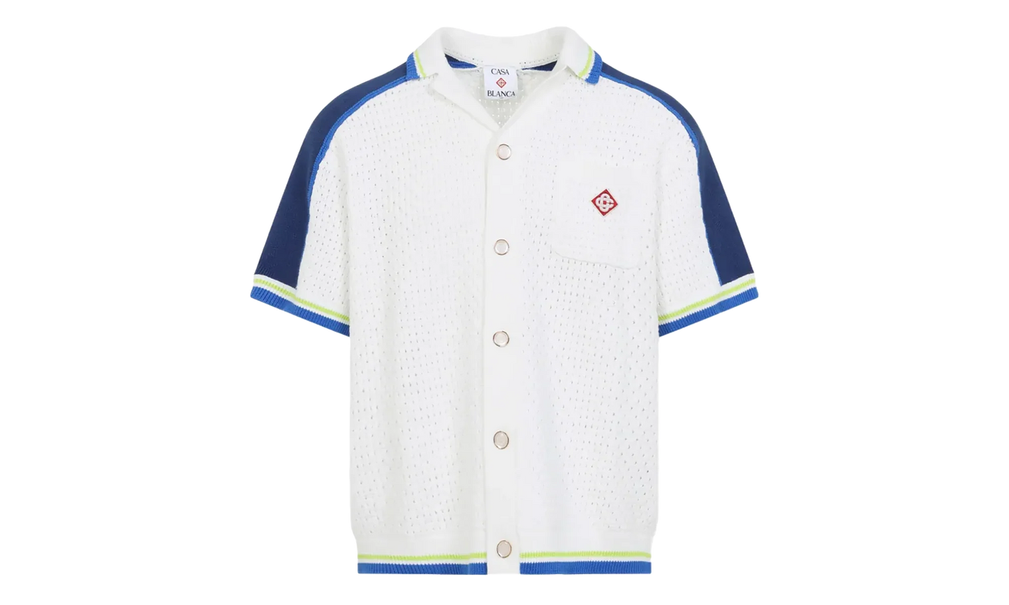 Tennis Cotton Crochet Shirt "White / Blue" MSS26KW131001