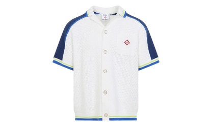 Tennis Cotton Crochet Shirt "White / Blue" MSS26KW131001