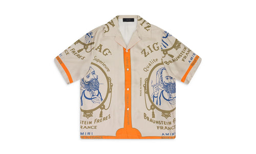 Zig Zag Rolling Paper Button-Down Shirt "Beige" SS22MSS012_ALABASTER