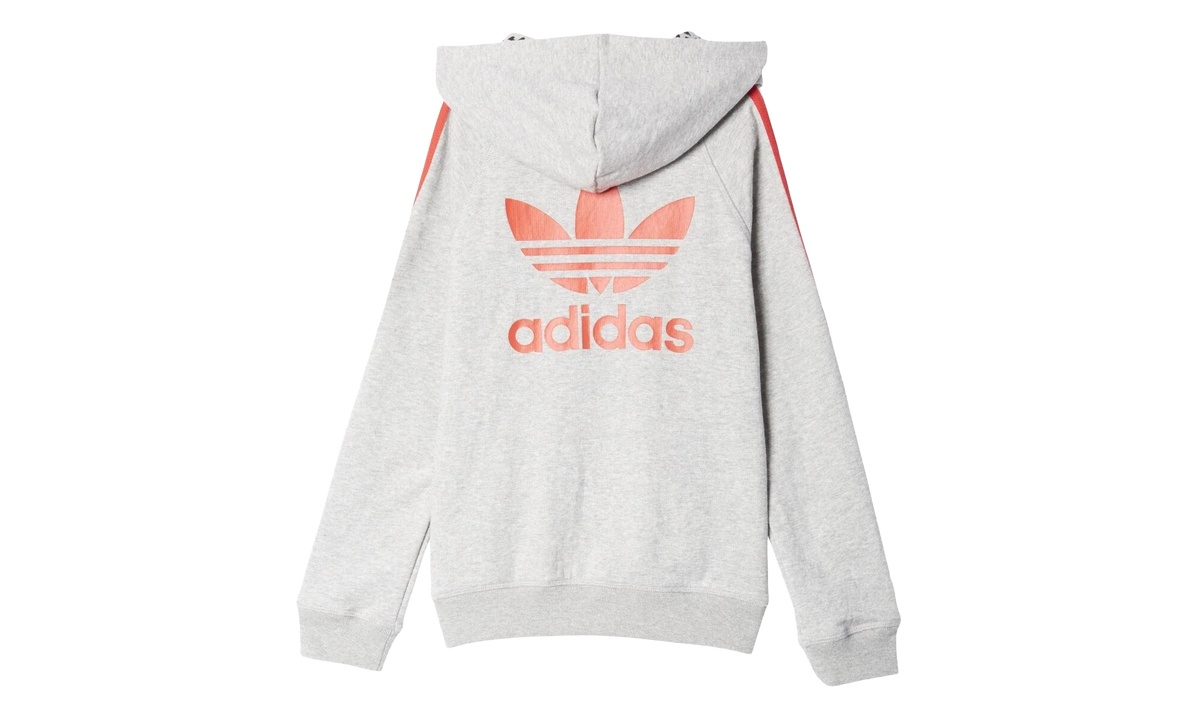 OriginalsTrefoil Hoodie GS "Medium Grey Heather / Red" S96086