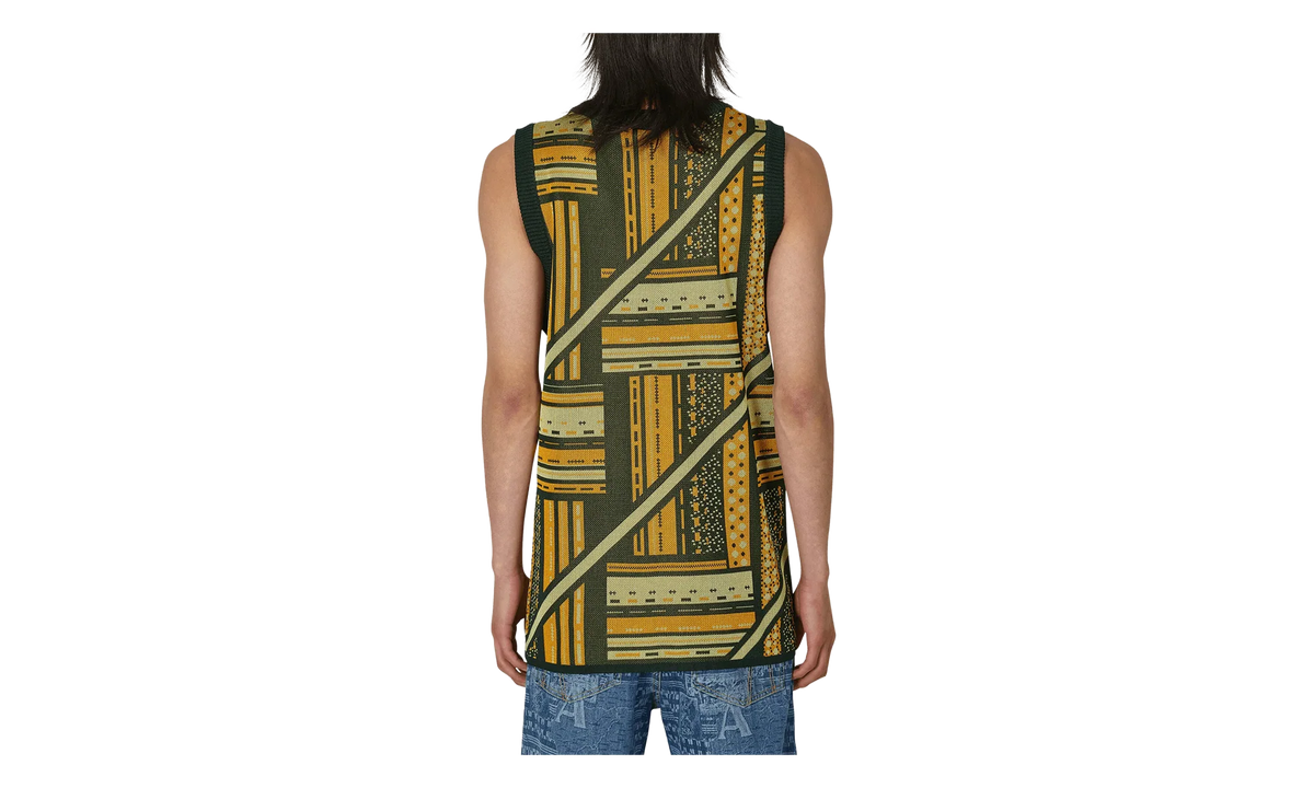 Kalonji Knit Vest "Green / Yellow" M AHLU KN007 SS23 YA03 GR