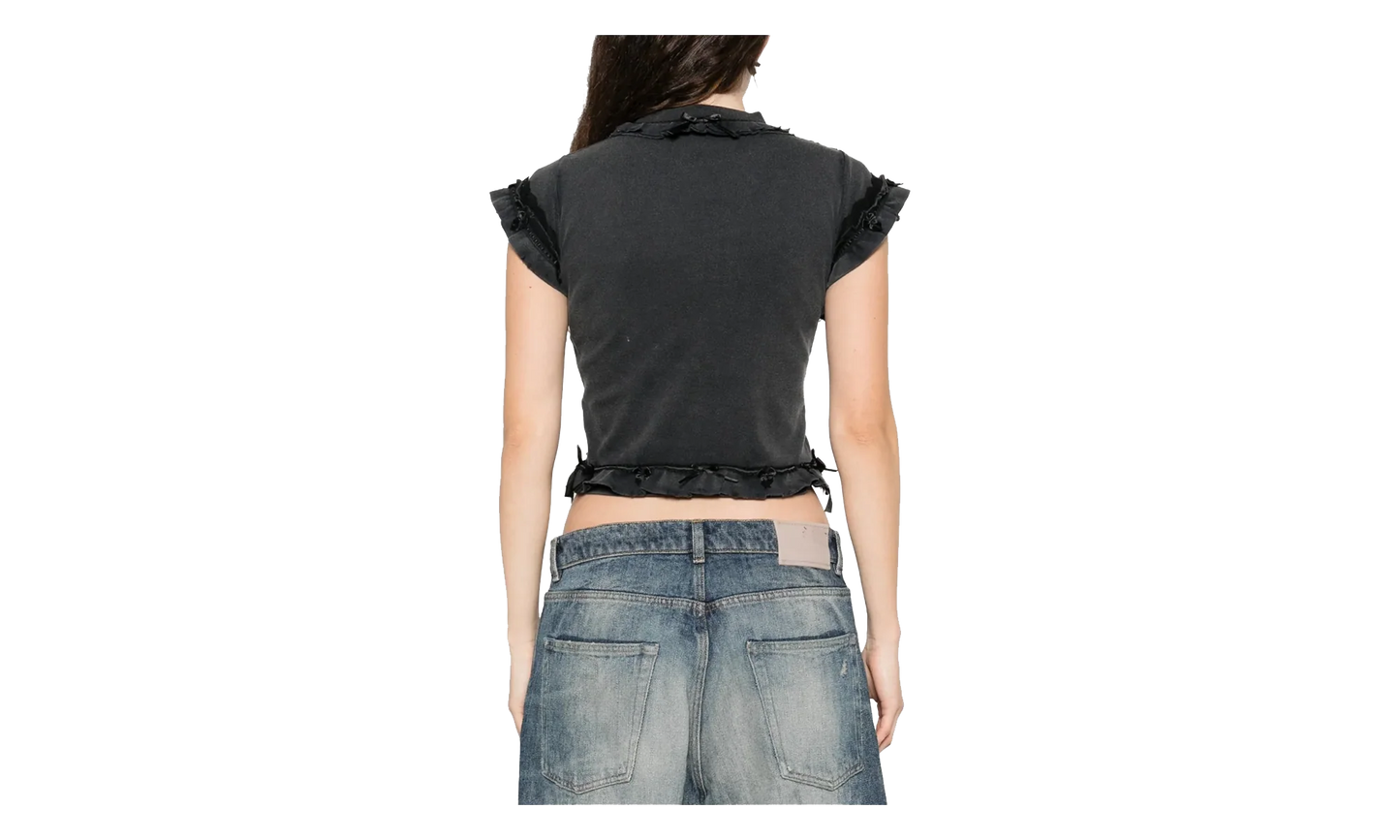 Ruffle Crew Neck T-Shirt WMNS "Washed Black" 836121 TTVF8 1055