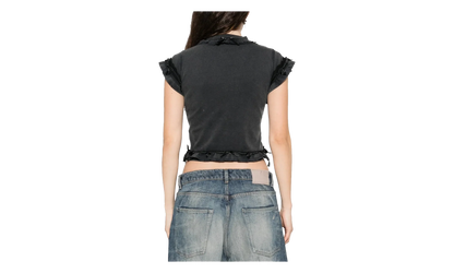 Ruffle Crew Neck T-Shirt WMNS "Washed Black" 836121 TTVF8 1055