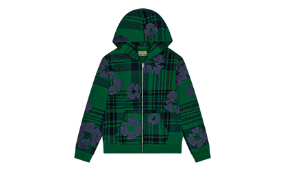 Plaid Cotton Wreath Zip Hoodie "Green" DT385