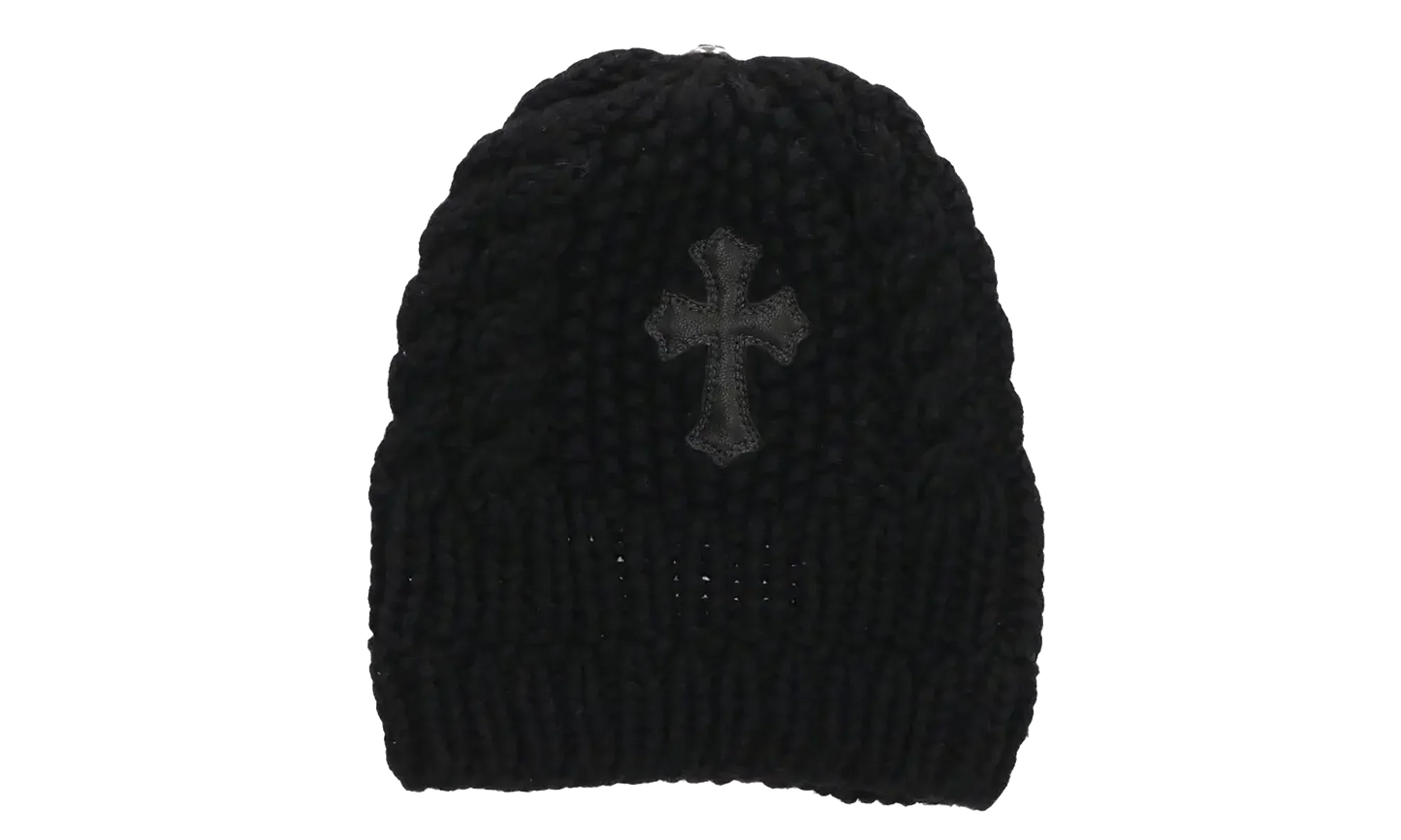 Leather Cross Patch Beanie "Black" CHRM0768