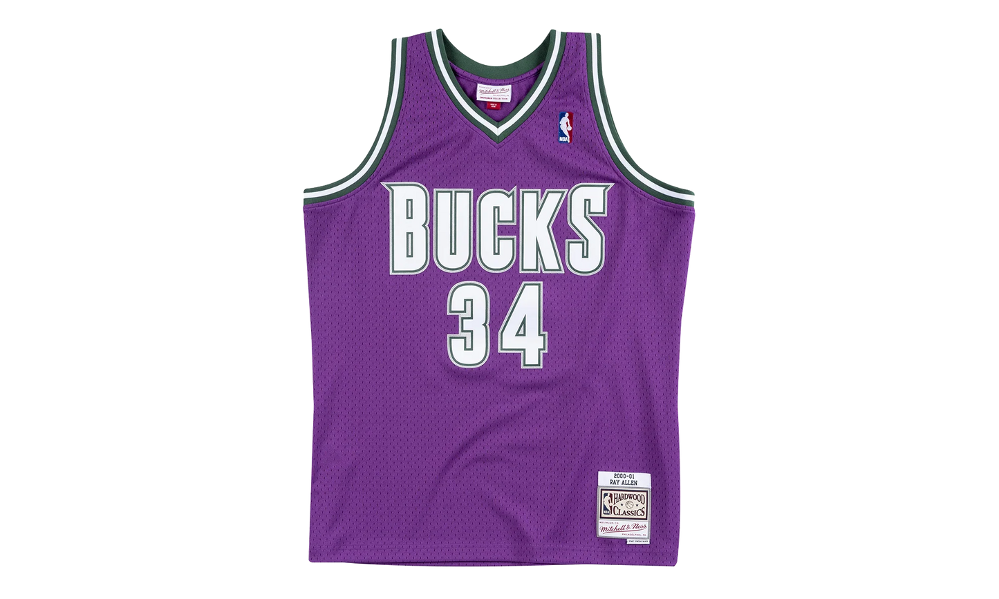 NBA Ray Allen Swingman Road Jersey "2000 Milwaukee Bucks - Purple" SMJYAC18014 MBUPURP00RAL