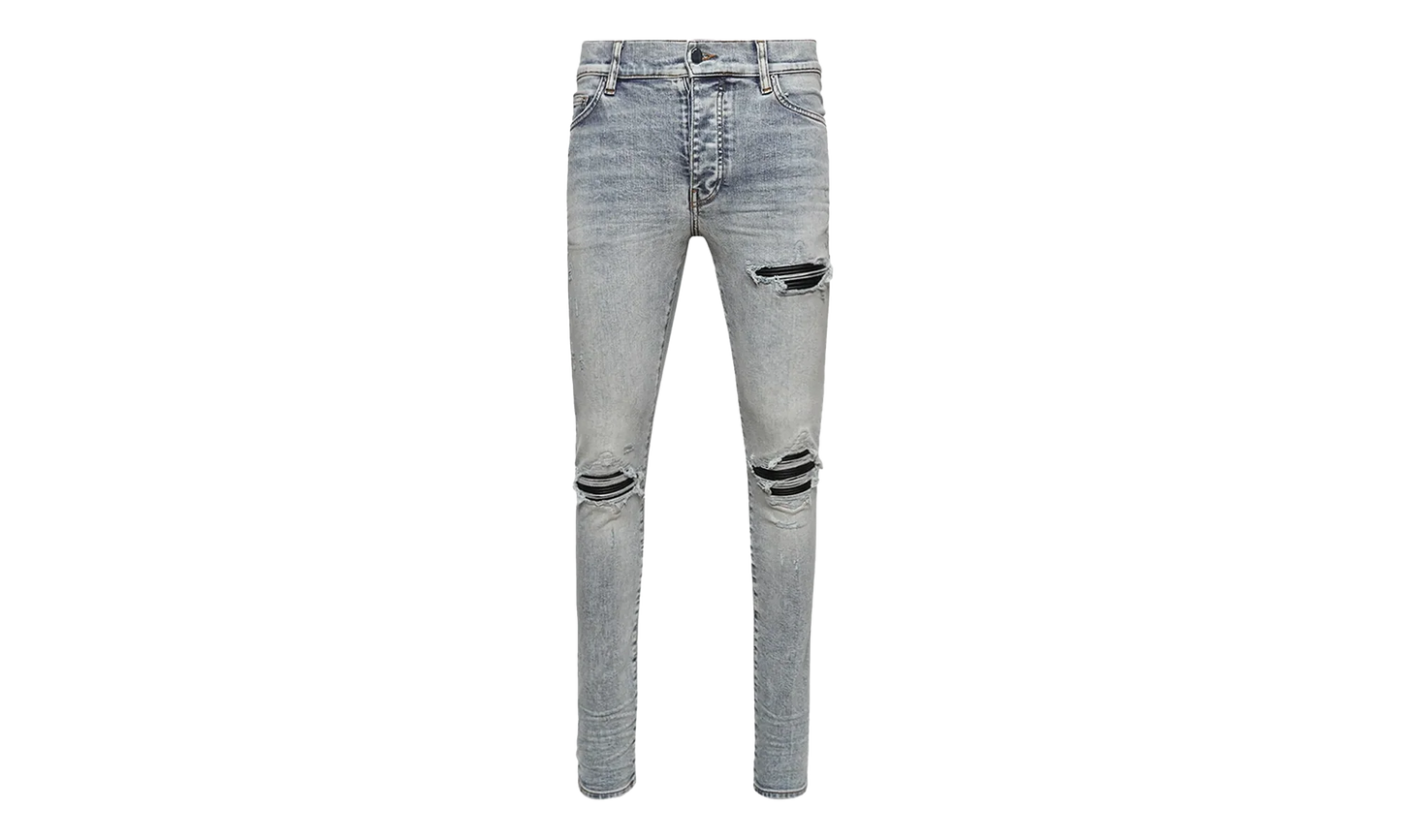 MX1 Black Leather Patch Jeans "Stone Indigo" PS23MDS009 765