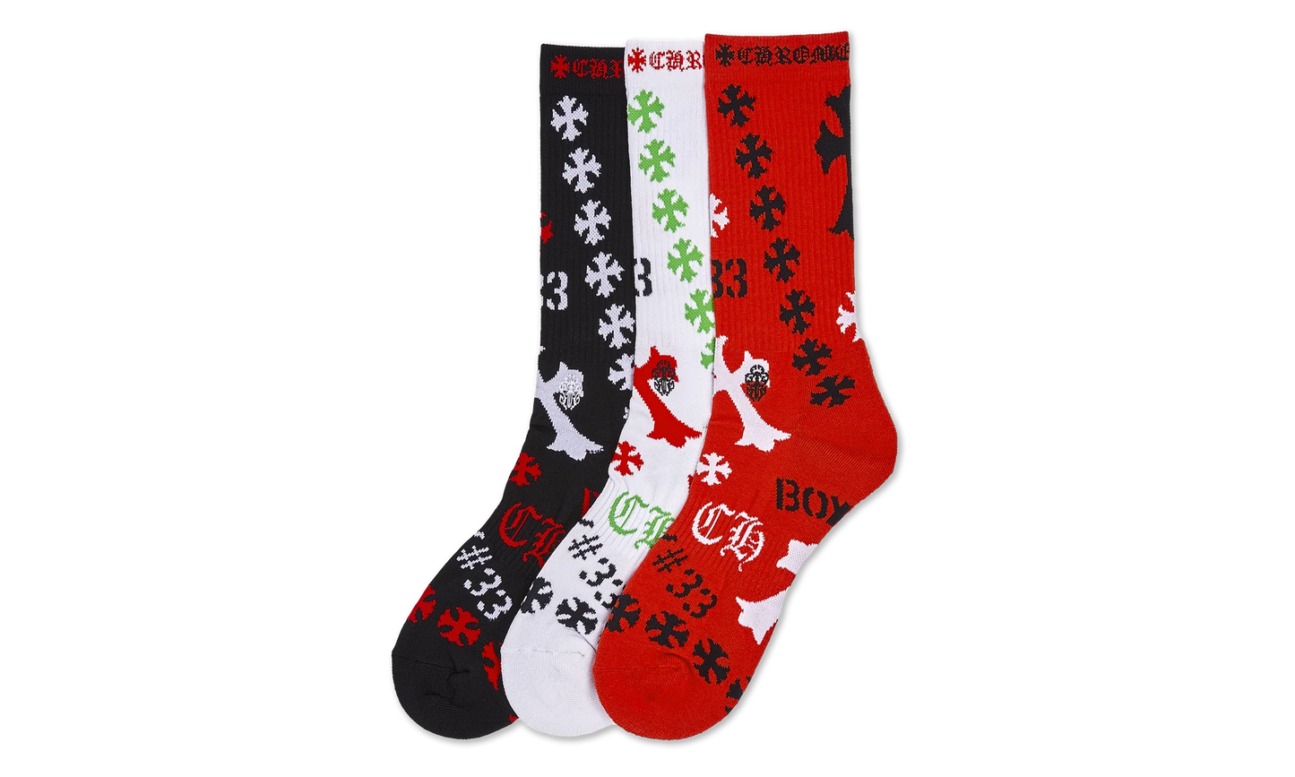 STENCIL SOCKS "Black / Red / White" CHRM0858