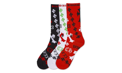 STENCIL SOCKS "Black / Red / White" CHRM0858