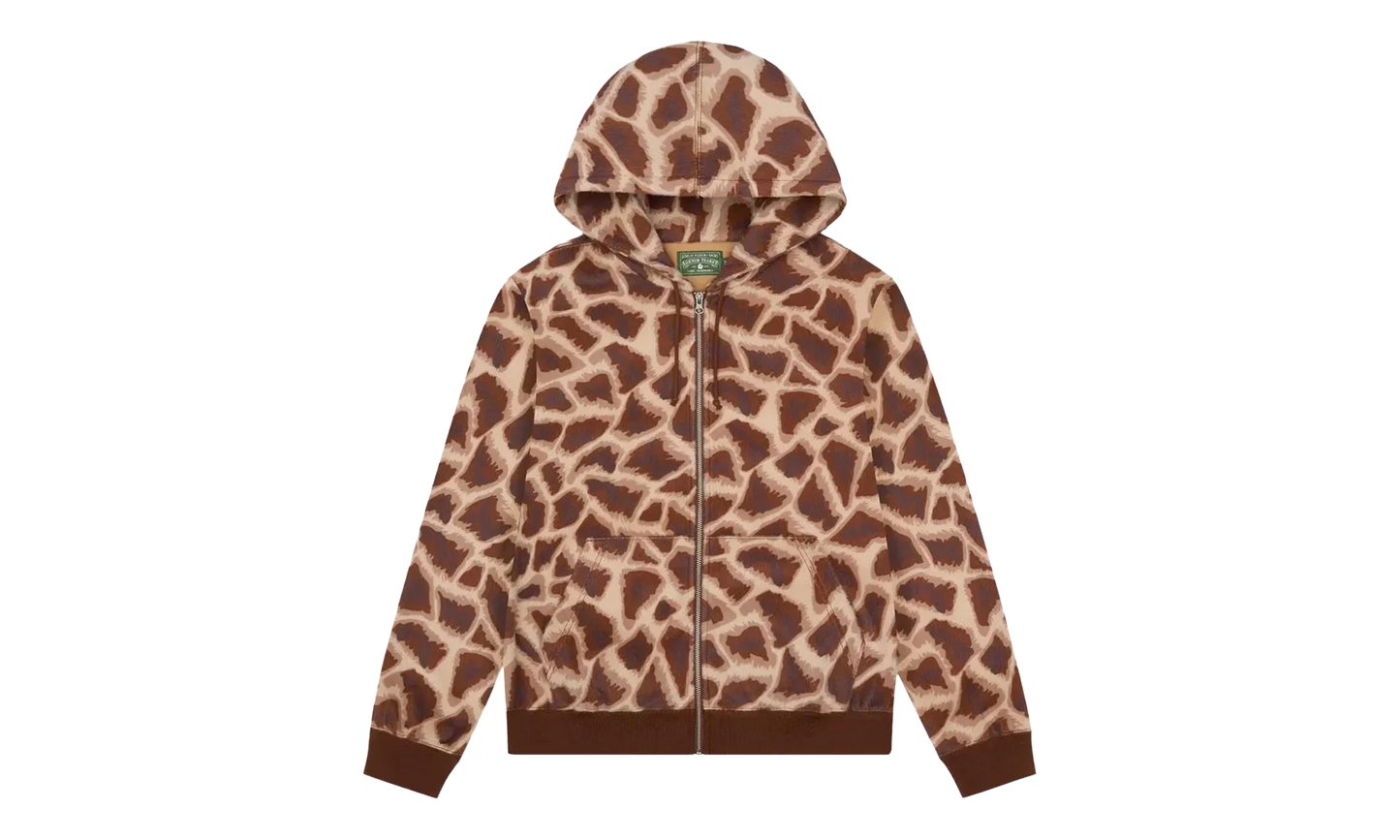 Faux Fur Giraffe Print Hoodie "Brown" DT547