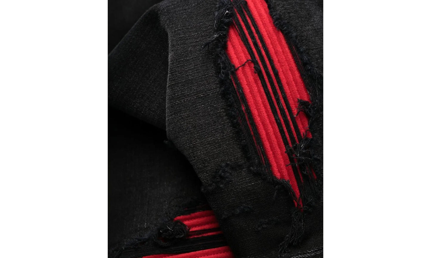 MX1 Ultra Suede Patch Jeans "Aged Black Red" AW22MDS010 023
