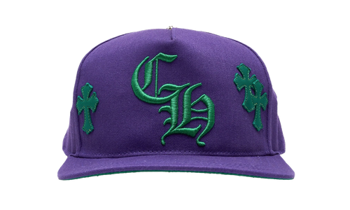 Embroidered Leather Cross Patch Baseball Hat "Purple / Green" CHRM0753