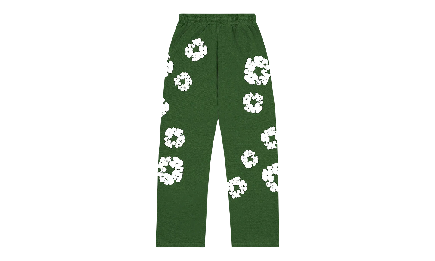 Cotton Wreath Open Hem Sweatpants "Green" DT414