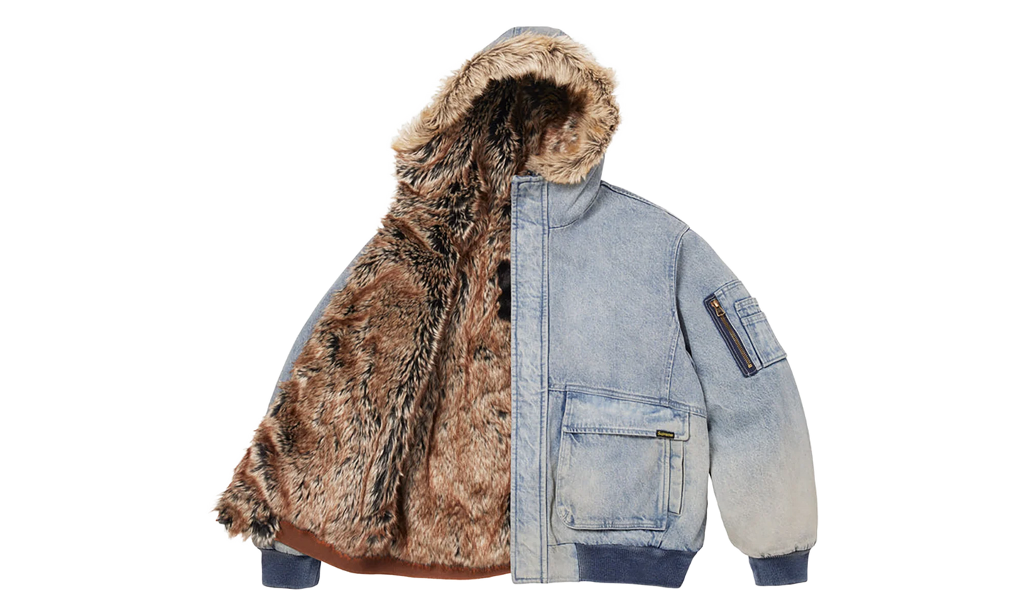 Reversible Faux Fur Hooded Work Jacket "SS26 - Denim" SU27009