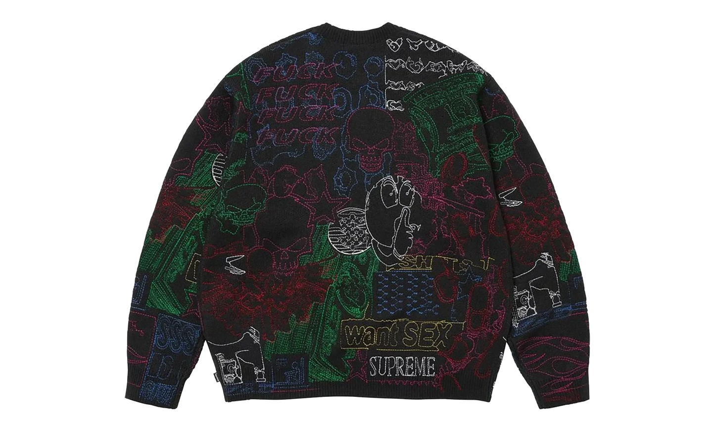 Collage Embroidered Sweater "SS26 - Black" SU27293