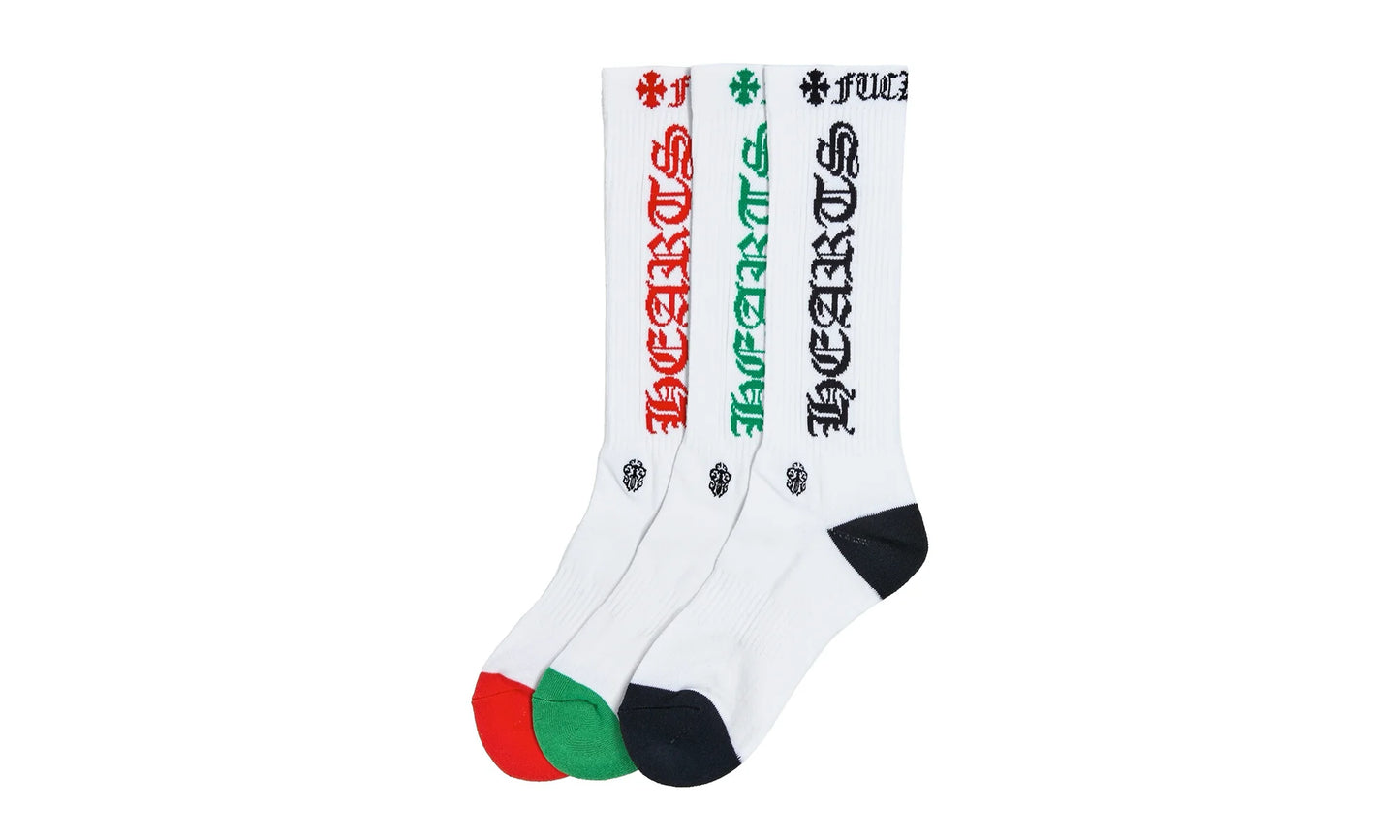 Fuck You Logo Socks (3 Pack) "White" CHRM0672