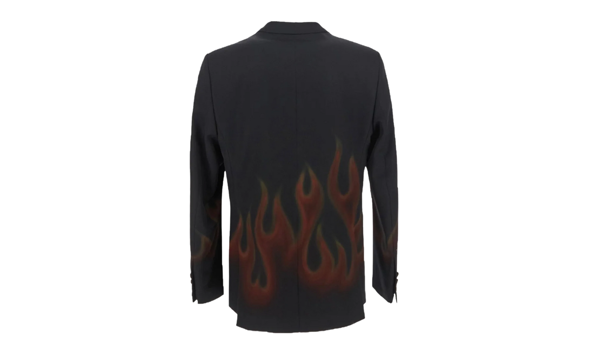 Burning Double-Breasted Blazer "Black and Red" PMEN023F22FAB0021025