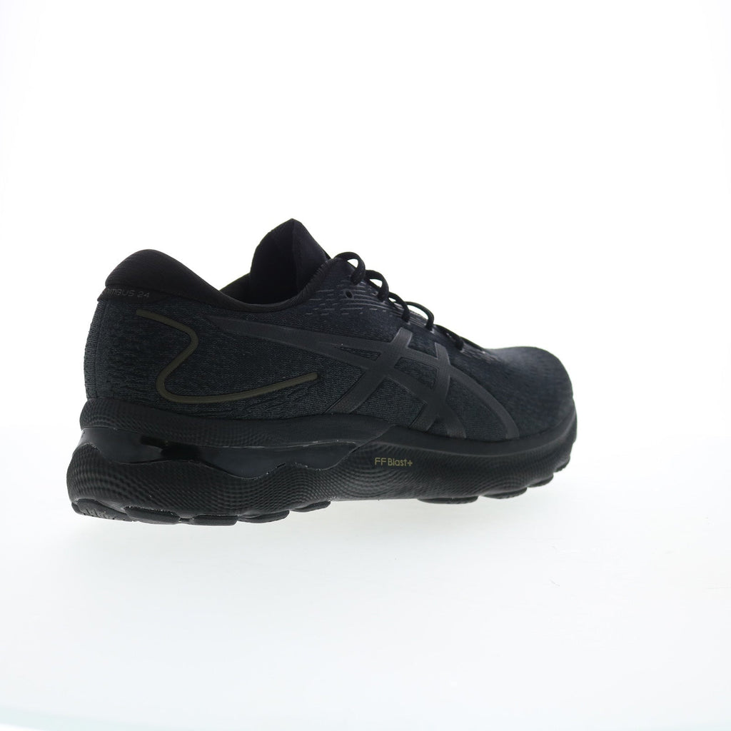 Asics Gel-Nimbus 24 Mens Black Leather Extra Wide Athletic Running Shoes