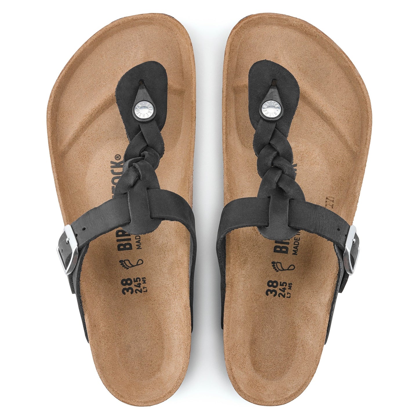 Gizeh Braid Oiled Leather Sandal in Black