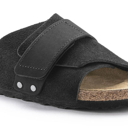 Kyoto Nubuck Leather Suede Leather Sandal in Black