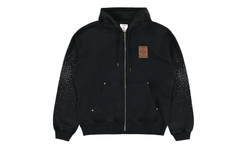 La Prémonition Crystal Embellished Zip Hooded Sweatshirt "Black" MS25 JTP 343 01