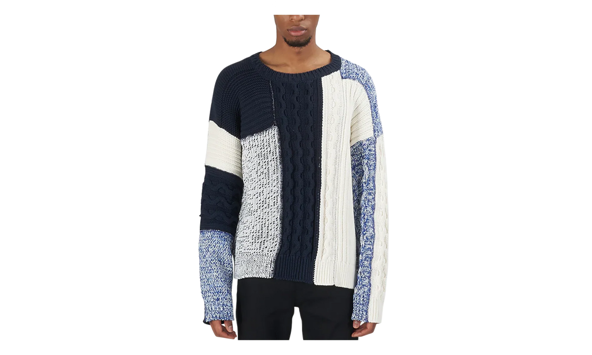 Knit Patchwork Sweater "Mixed Blues" BALMAINMS7 11