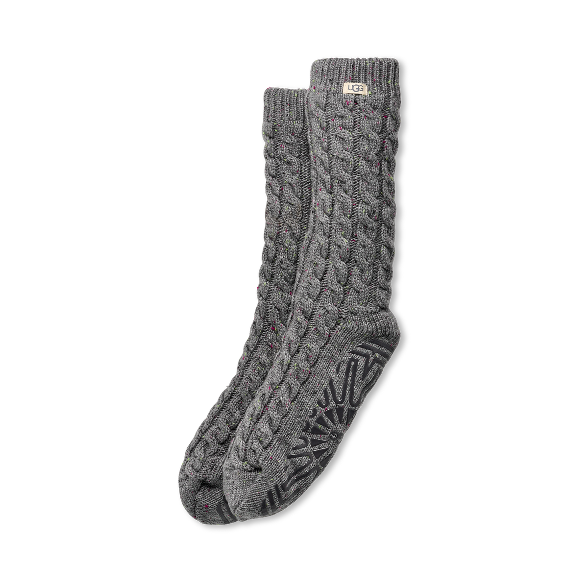 Women's Elowyn Cable Knit Fleece Lined in Charcoal Heather Confetti
