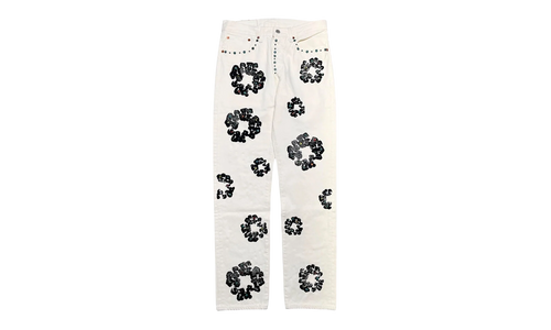 Levi's 501 Rhinestone Cotton Wreath Logo Jeans "White" DT377