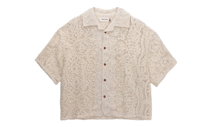 Mind Maze Crochet Camp Short-Sleeve Button Up "Natural" HTG260145 NAT