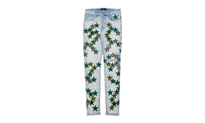 Leather Star Patch Jeans "Chemist - Light Indigo Green Multi" SS22MDS022 485