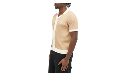 Contrast Knit Button-Up Polo "Brown" RHPS24PO02973143