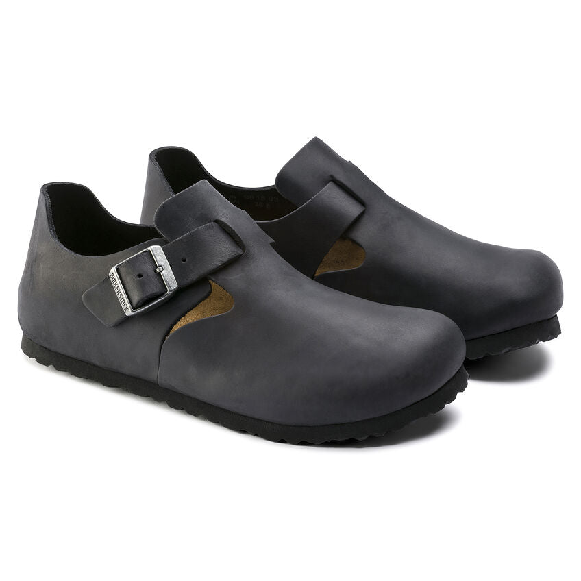 London Oiled Leather Classic Footbed in Black