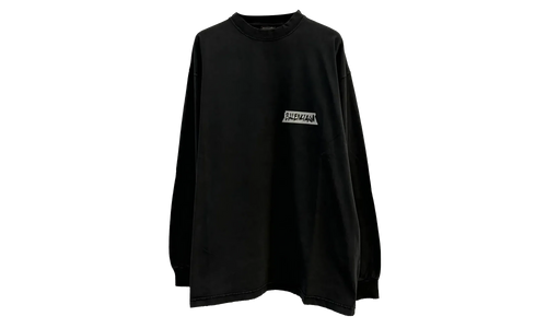 Long-Sleeve Crew Neck Oversized T-Shirt "Faded Washed Black" 850404 TTVL6 1041