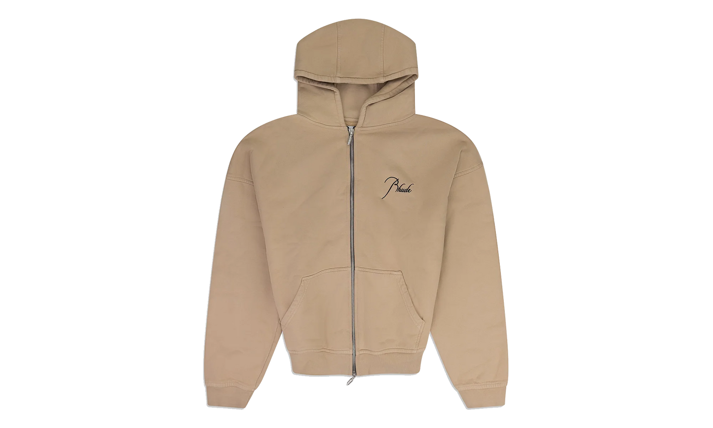 Embroidered Logo Zip-Up Hoodie "Tan" RHDMHDS0039 TAN