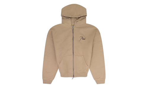 Embroidered Logo Zip-Up Hoodie "Tan" RHDMHDS0039 TAN